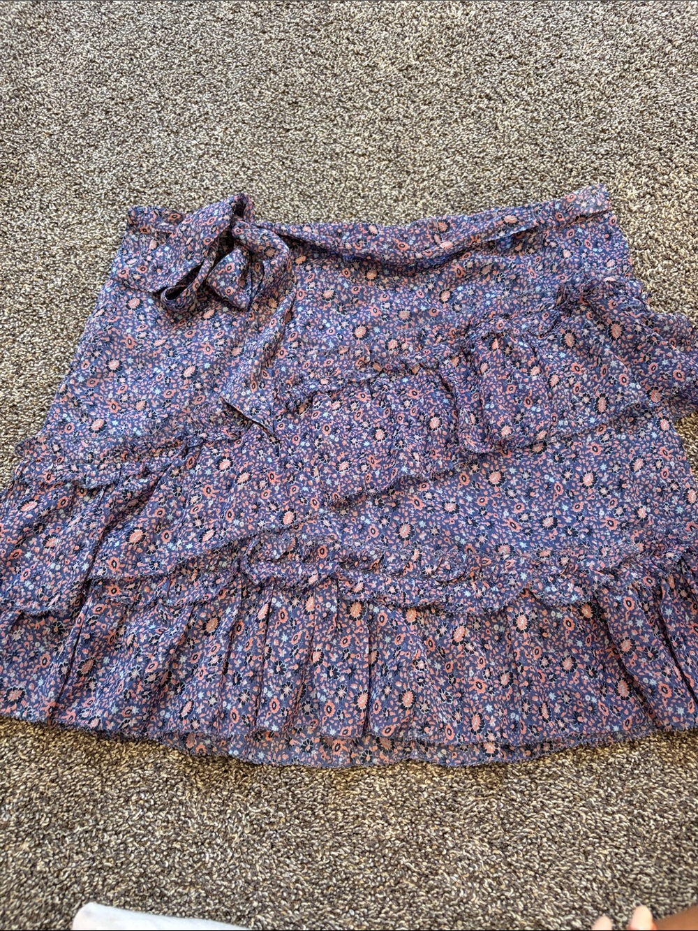 American Eagle Outfitters Purple and Pink Floral Ruffled Skirt